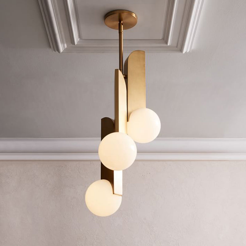 3 lampadine su lampadario globale illuminazione coloniale oro coloniale lampada a sospensione in vetro glassata per camera da letto