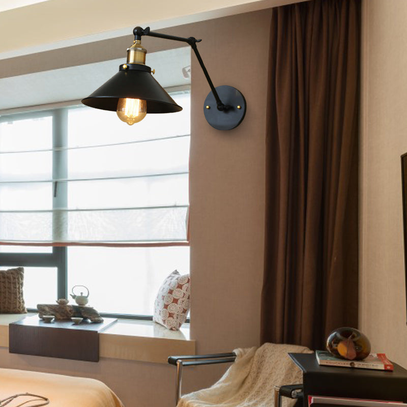 1 Light Sconce Light Aibriture Vintage Black Finitura METALLICA ARM Metallic Regolable Wall Lighting per tavolo da pranzo