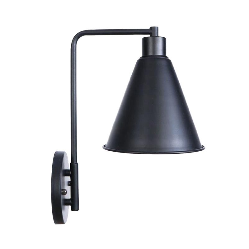 1 Glühbirne konische Wandleuchter Vintage -Stil Schwarz/Rost -Eisenwandmontagelampe mit Winkelarm für Bauernhaus