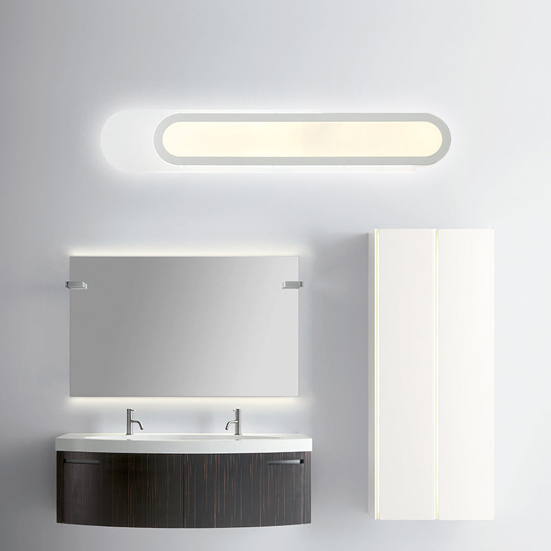 Vanité de salle de bain LED Lumière avec une teinte acrylique oblongue appiculture murale blanche en lumière chaude / blanche, 12 "/ 18" / 20 "de largeur