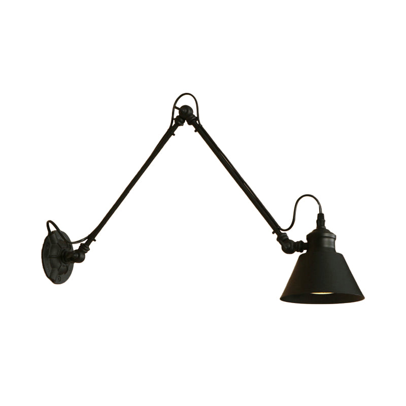 1 tête conique Moup de montage Aymordage rétro Retro Black / Chrome Metal Swing Bran Mur Mur Wall pour étude Salle