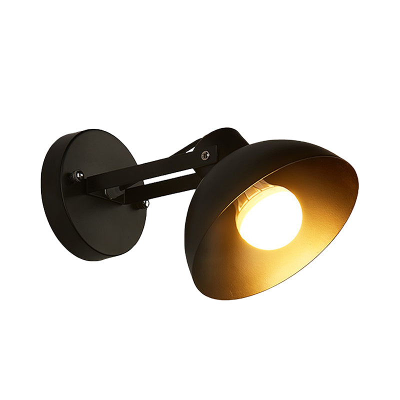 1 Kopfwandleuchte mit Kuppelschatten Metall Industrial Style Innenwandlampe in Schwarz
