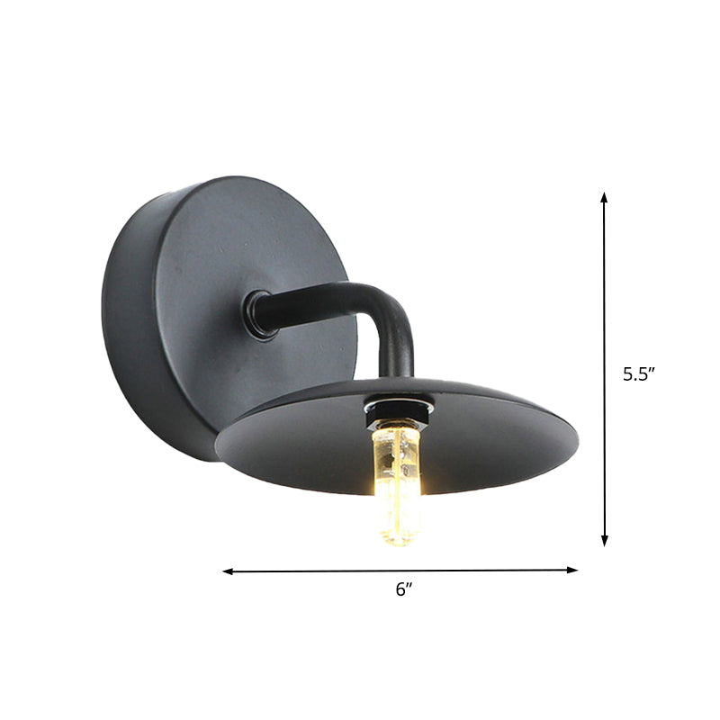 Shade Flat Metal Wall Lightsing Industrial Vintage 1 Light Bedroom Light en negro