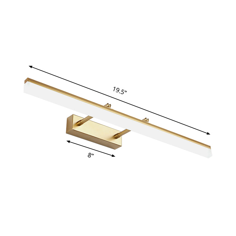 16"/19.5" W Rectangular Wall Sconce Lighting Modernist Style Acrylic LED Bathroom Vanity Light in Gold, Warm/White Light