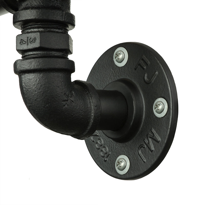 2/3 Lights Wall Mount Light with Pipe and Gauge Metal Steampunk Restaurant Wall Lighting in Black