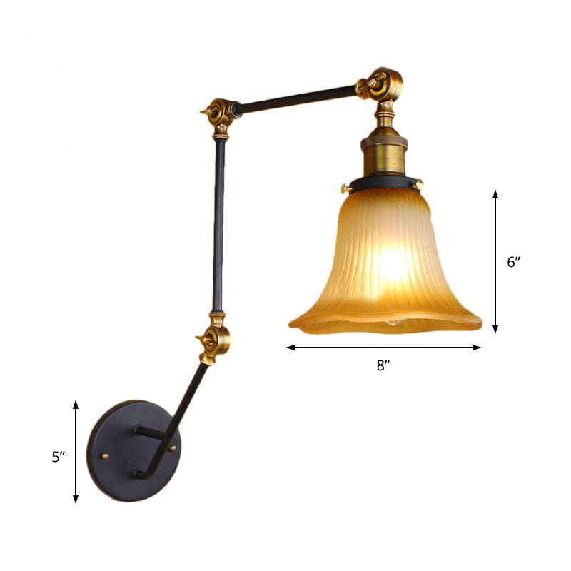 Vidry Amber Black Wall Splighting Bell Sombra de luz industrial de 1 luz con brazo ajustable