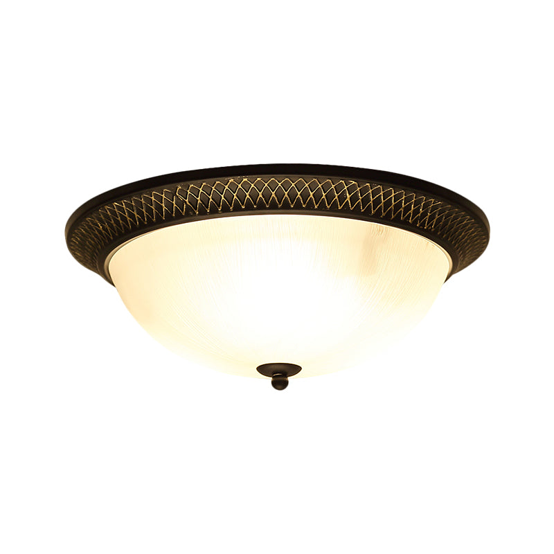 Opaline Glass Brass Flush Mount Semicircle LED Classic Ceiling Light Fixture for Hallway, 12.5"/15" W