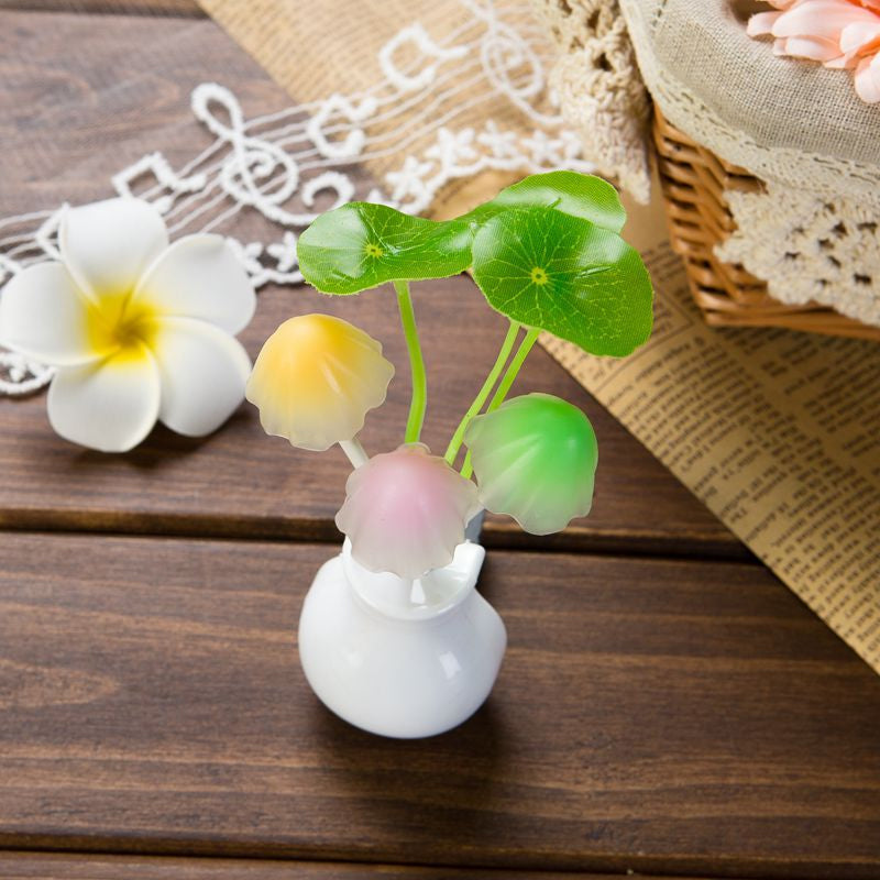 Lotus Leaf 7 Color Changing Nightlight Art Deco Plastic Multicolored LED Wall Lamp with Plug