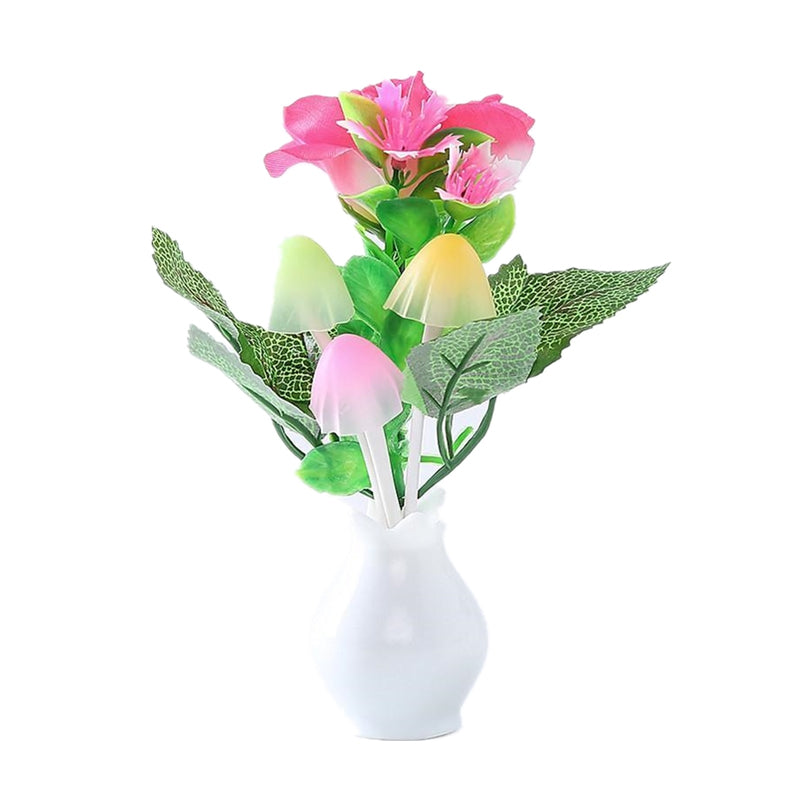 Modernist Lilac Blossom LED Night Lamp Plastic Bedside Plug in Wall Lighting in Multicolored Light