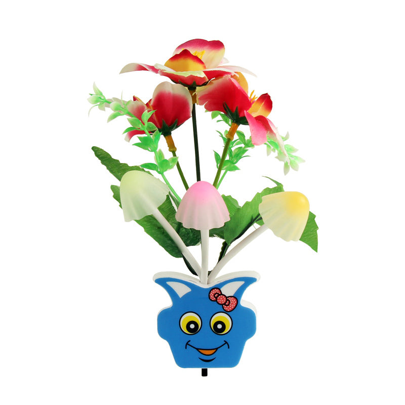 Plastic Blooming Flower Wall Nightlight Contemporary Yellow/Pink/Peach LED Night Lighting with Plug