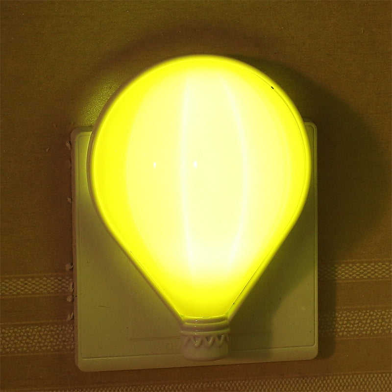 Yellow Bulb-Shape Plug in LED Night Lamp Cartoon Plastic Wall Lighting Ideas for Bedside