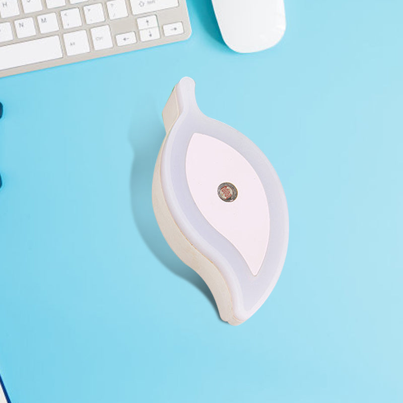 Idee di illuminazione mura di mini foglia di plastica cartone animato plug verde/rosa/bianco in lampada notturna a LED per la sala per bambini