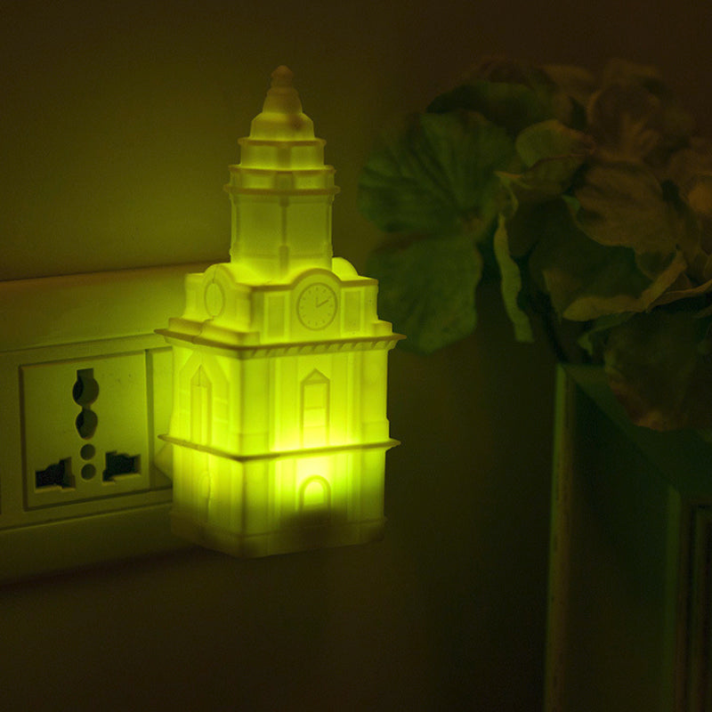 White Castle Plug-in Wall Nightlight Cartoon LED Plastic Night Light for Children Bedroom