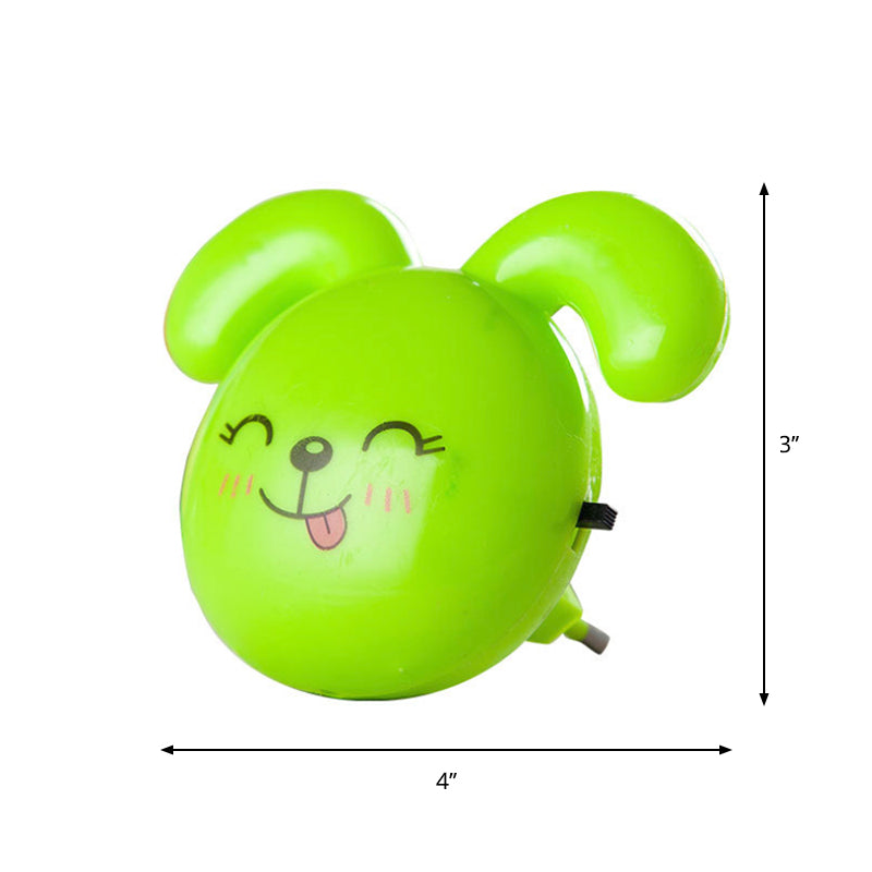 Doggy Mini enchufe en la luz nocturna Cartoon plástico para niños Lámpara de pared Led en verde