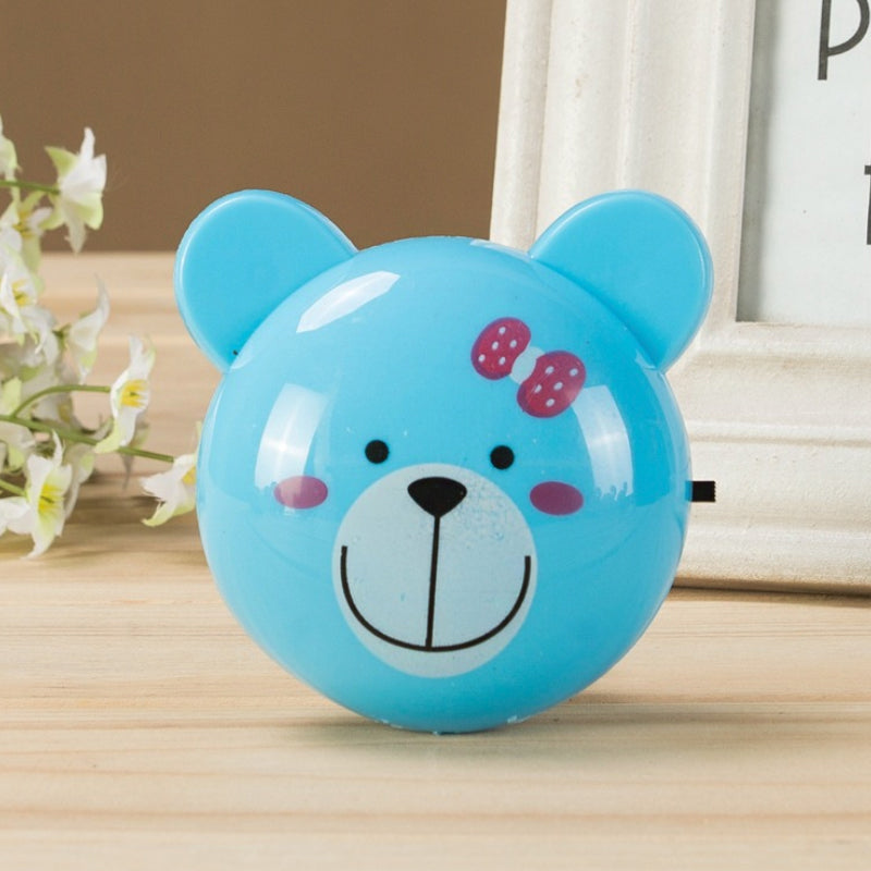 Cartoon LED Night Lighting Blue Bear Small Plug-in Wall Light with Plastic Shade