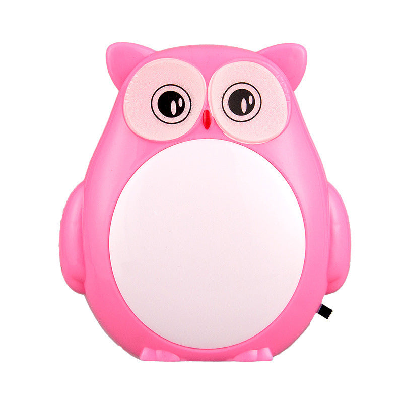 Owl Kids Room Mini Night Light Plastic Cartoon Plug-in LED Wall Lighting Ideas in Red/Green