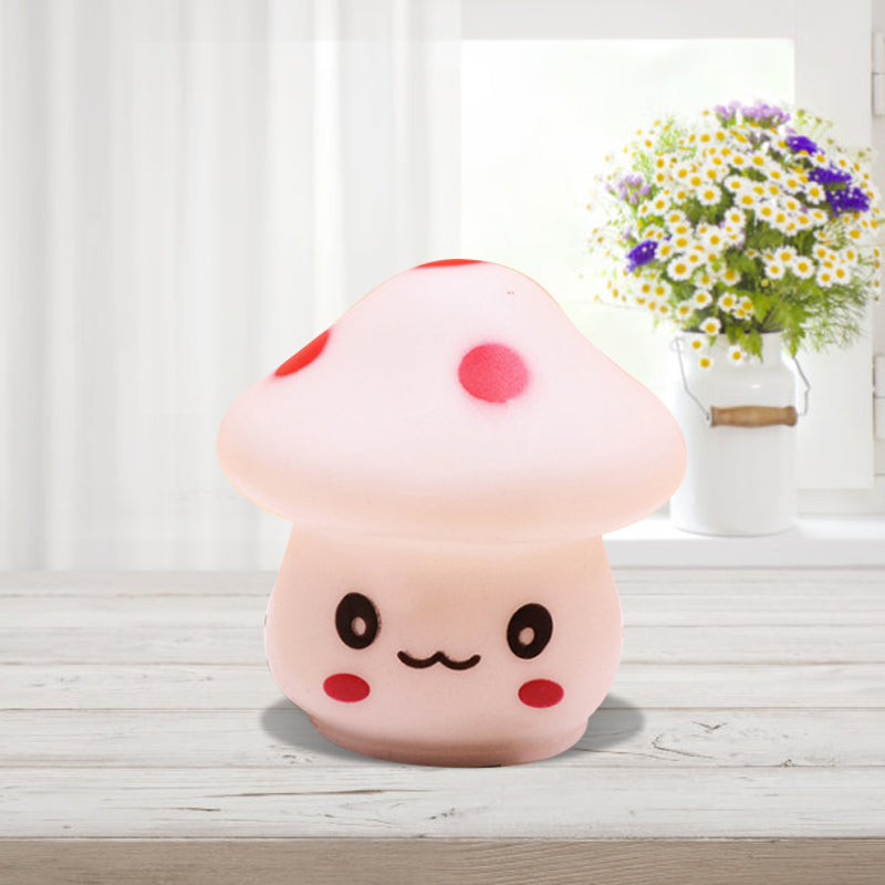 Mini Mushroom Plug-in Nightlight Cartoon Plastic Nursery LED Wall Lamp in 7 Color Light, White/Red/Blue