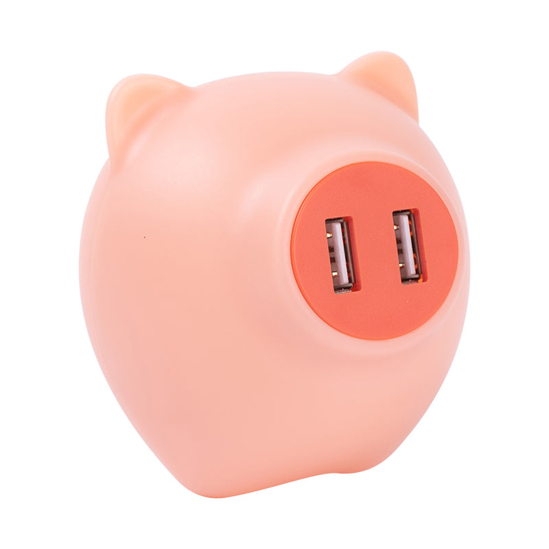 Roze/witte varken mini -plug nachtlampje cartoon plastic led wandlicht met USB -oplaadhaven