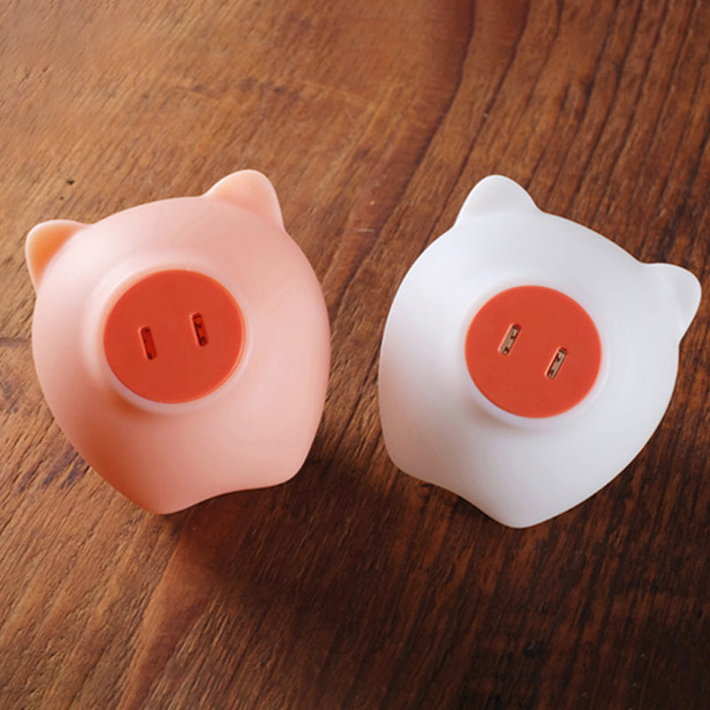 Roze/witte varken mini -plug nachtlampje cartoon plastic led wandlicht met USB -oplaadhaven