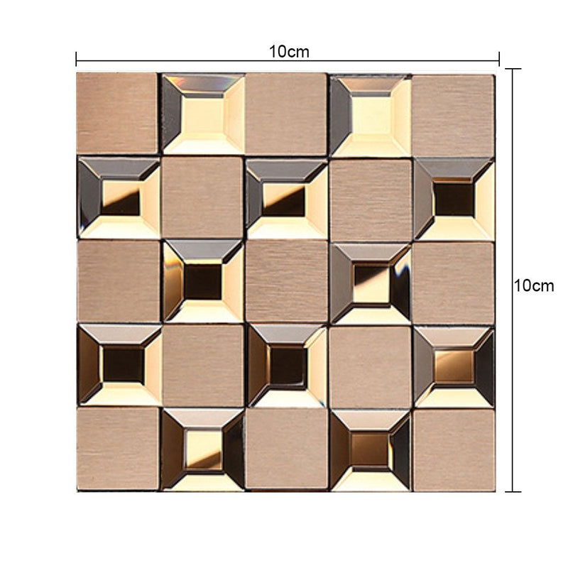 Modern Geometry Check Wallpaper Panels Brown Peel and Stick Wall Art for Bathroom