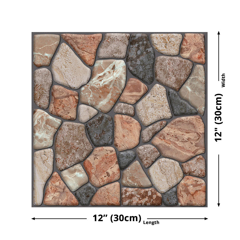 Rural Pebbled Adhesive Wallpaper Panels Brown Bathroom Wall Covering, 12' L x 12" W