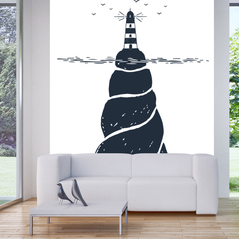 Illustration Spiral Seashell Wall Mural Large Wall Art for Home, Custom Size Available