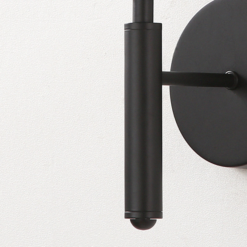 Runde geräucherte Glaswandmontaglampe moderne Einlampenschlafzimmerleuchte in Schwarz in Schwarz