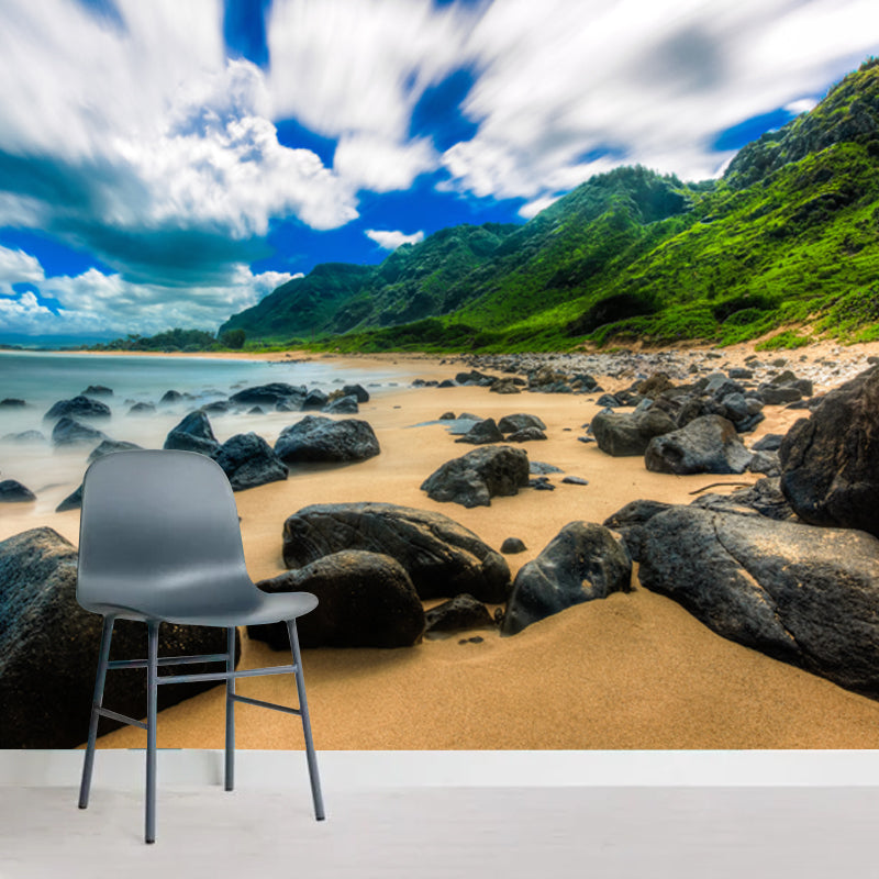 Photography Seashore Rocks Mural Decal Whole Wall Covering for Bedroom, Made to Measure