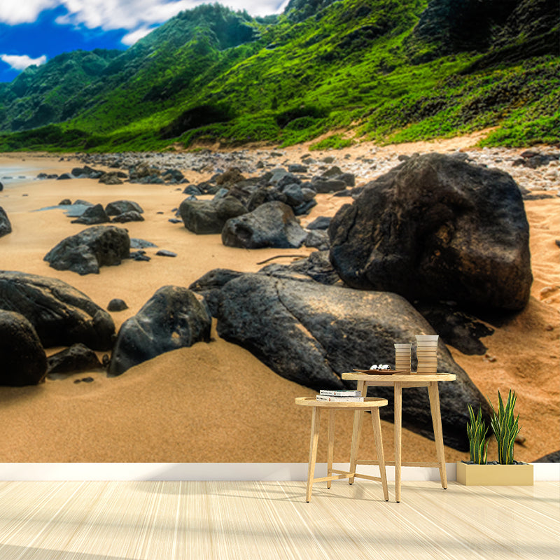 Photography Seashore Rocks Mural Decal Whole Wall Covering for Bedroom, Made to Measure