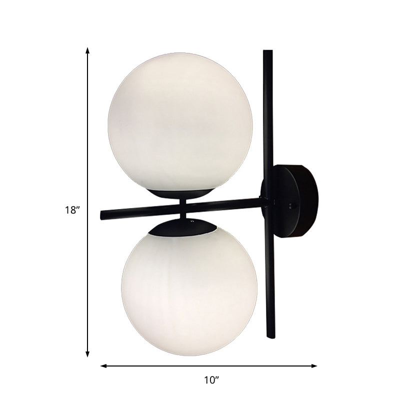 Black Spherical Wall Lighting Modern Opal Glass 1 Light Living Room Sconce Light Fixture