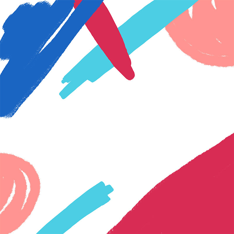 Kids Painting Abstract Mural Decal Red-Blue Moisture Resistant Wall Decor for Nursery