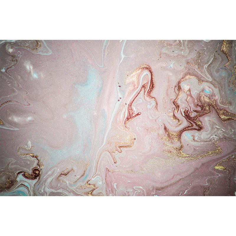 Artistry Wave Patterned Mural Decal for Living Room Custom Wall Covering in Pink