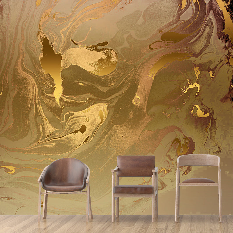 Illustration Wavy Effect Wall Mural Decal for Bedroom, Yellow, Custom Size Available