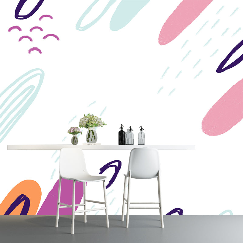 Childrens Art Landscape Wall Mural for Baby Room Custom Wall Covering in Pink-Green