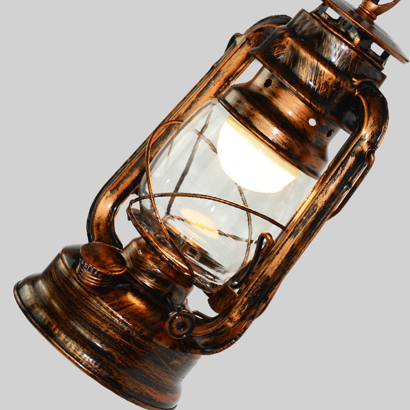 1 Light Clear Glass Wall Sconce Light Coastal Bronze Kerosene Living Room Lighting Fixture