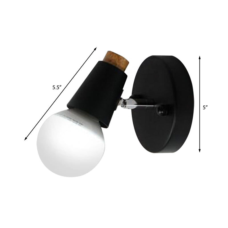 Metal Cup Shaped Sconce Light with Bare Bulb Industrial 1 Light Bathroom Wall Lamp in Black