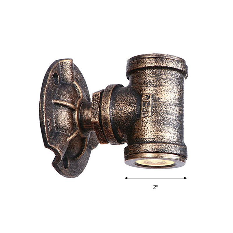 Accesorio de iluminación de pared de tubería de estilo antiguo 1 accesorio de montaje de pared de hierro forjado ligero en bronce para corredor