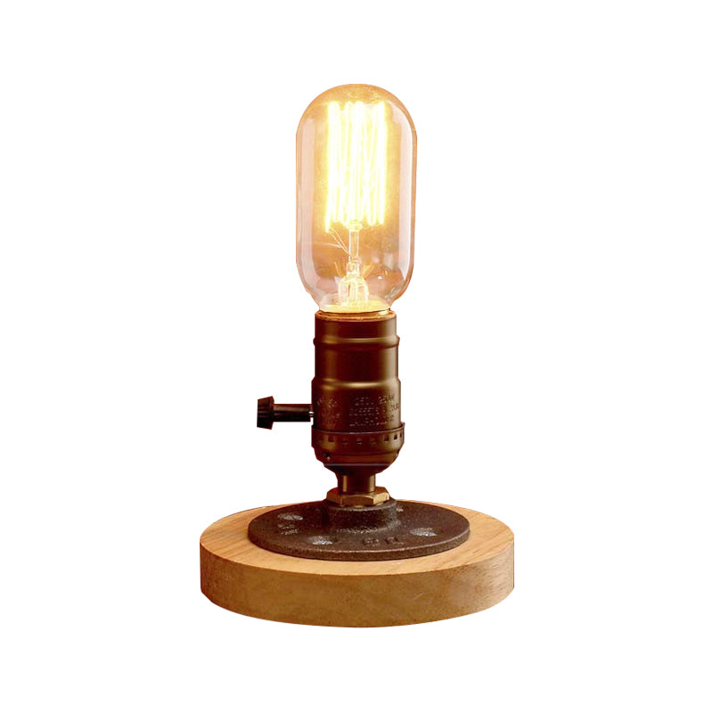 Messing Finish Mini Tischlampe mit Holzbasis Bauernhaus Metal 1 Light Restaurant Tischbeleuchtung