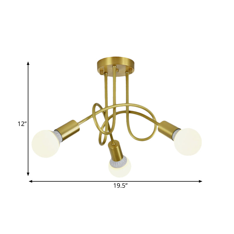 Colonial Sputnik Ceiling Flush Mount 3/4/5-Light Metal Semi Flush in Gold with Orb Opal Glass Shade