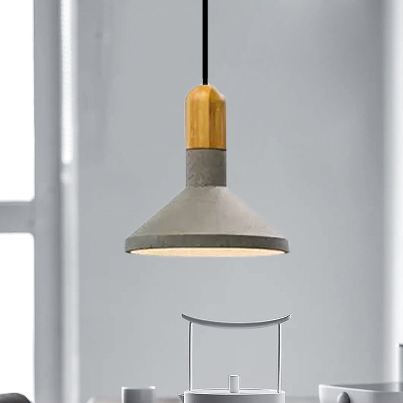 Cement rood/zwart/houten hangende lamp Pot-deksel 1 lichte loftstijl hanglampje plafondlicht boven eettafel