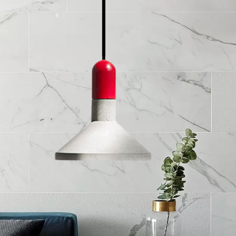 Cement rood/zwart/houten hangende lamp Pot-deksel 1 lichte loftstijl hanglampje plafondlicht boven eettafel