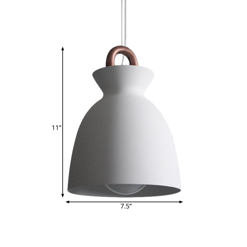 1 Head Pendelleuchte Eisenminimalismus Esszimmer Deckenlampe in Weiß mit Schüssel/Kegel/Glockenschatten und Kupfergriff