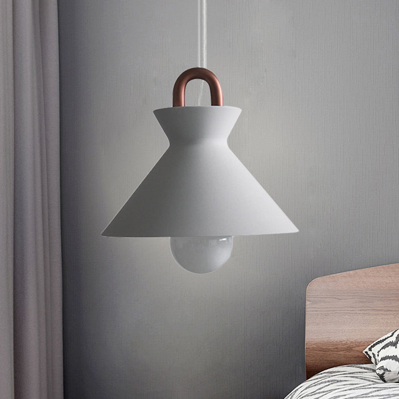 1 Head Pendelleuchte Eisenminimalismus Esszimmer Deckenlampe in Weiß mit Schüssel/Kegel/Glockenschatten und Kupfergriff