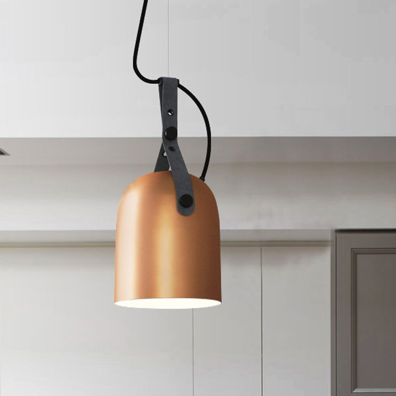 Längliche Kuppelküche Deckenlampe Werkseisen 1 Kopf Schwarz/Kupfer/Silber Hangleuchte mit Riemengriff