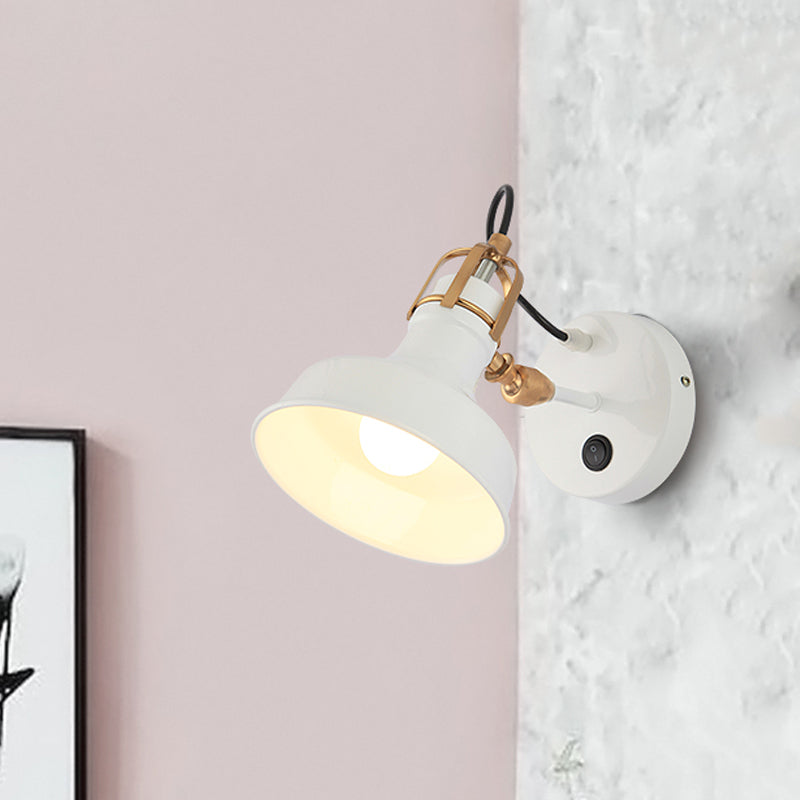 White Urn Wall Sconce Lighting Industrial Metallic 1 Bulb Bedside Rotatable Wall Lamp Fixture