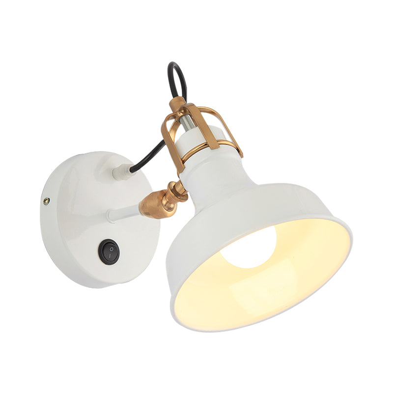 White Urn Wall Sconce Lighting Industrial Metallic 1 Bulb Bedside Rotatable Wall Lamp Fixture