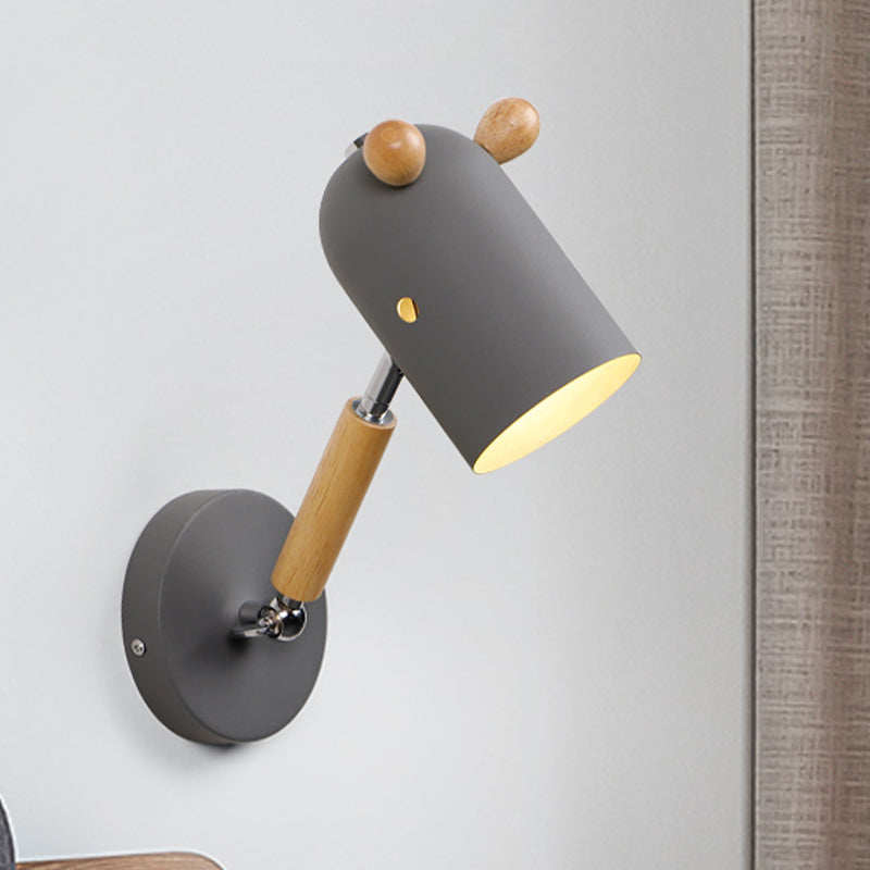 IJzeren langwerpige koepel Swingarm Wandlamp Kinderen 1 lamp Wit/groen/Grey-Wood SCONCE-armatuur met ventilatiegat