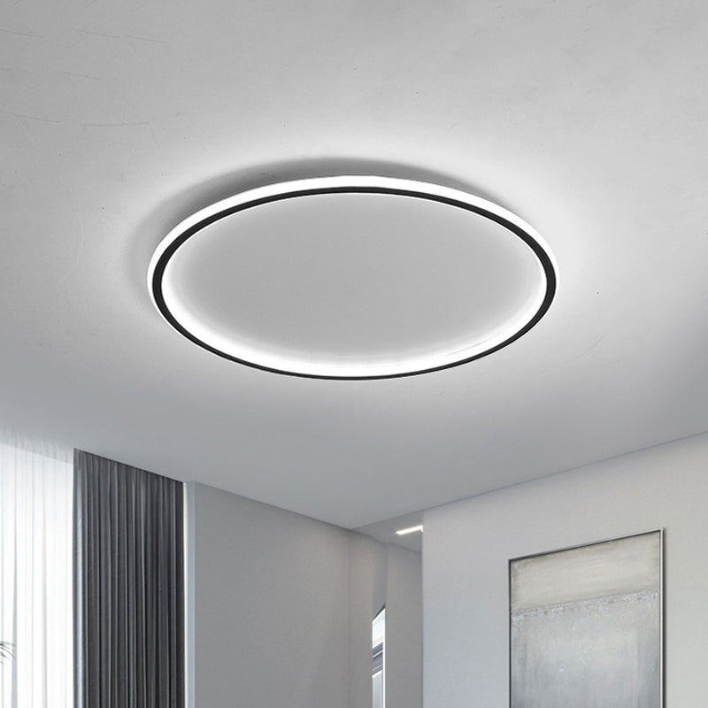 Ultrathin Disc Flush Mount Lighting Simple Acrylic Living Room 16"/19.5"/23.5" Width LED Flushmount Ceiling Lamp in Black