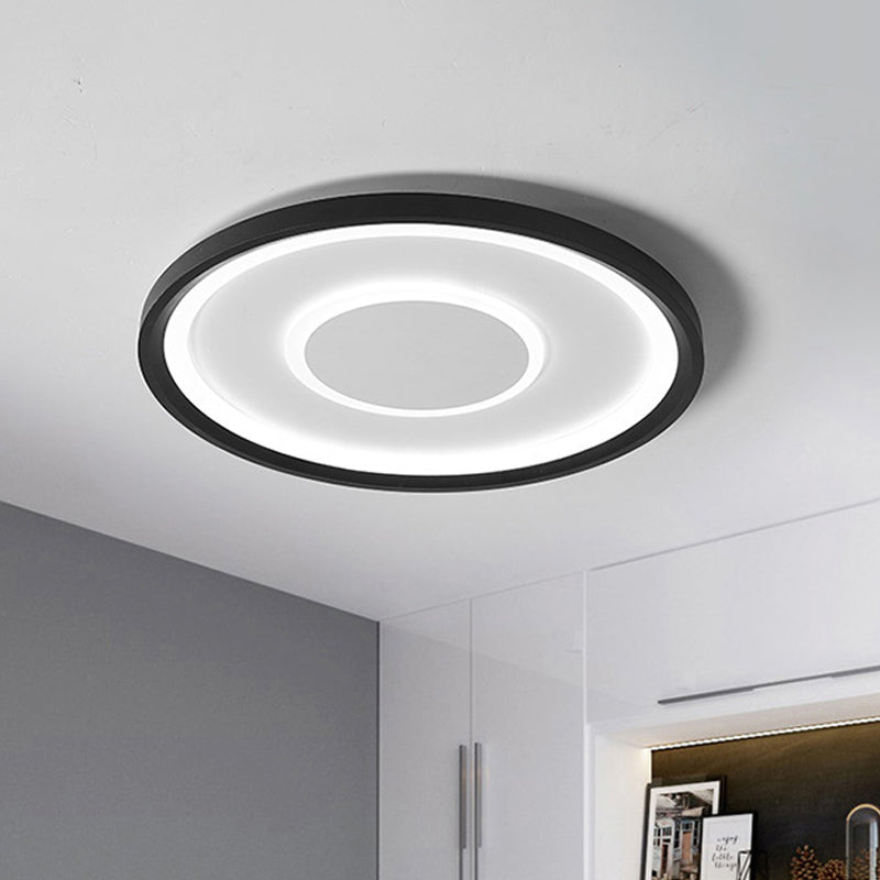 Plafoniera da soffitto a disco sottile con montaggio a incasso Lampada da incasso a LED in acrilico nordico per camera da letto in nero, larghezza 16"/19,5"