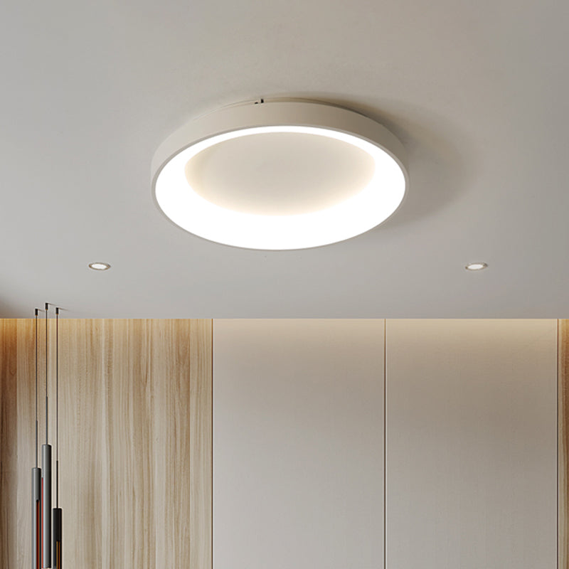 Nordic Style Plate Iron Ceiling Fixture 8.5"/16"/19.5" Wide LED Flush Mount Lamp in Grey/White for Bedroom